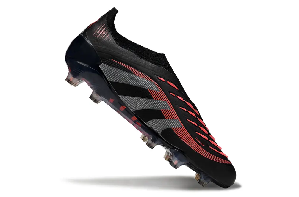 Predator Laceless Elite Noir/Rouge/Gris (FG) Bonplancrampons