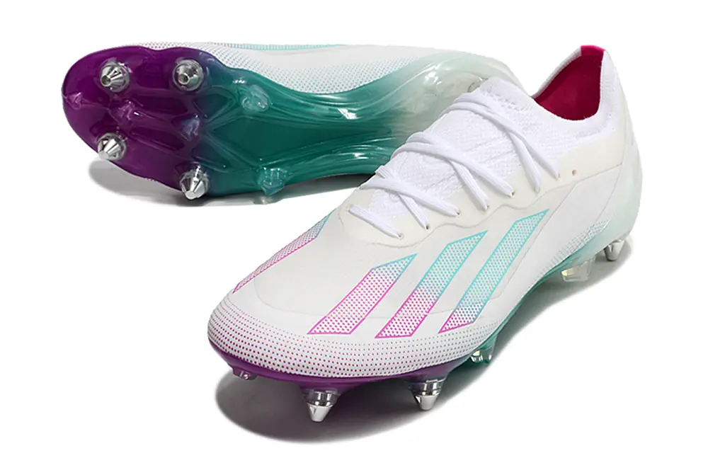 X Crazyfast Elite Blanc/Vert/Violet (SG) Bonplancrampons