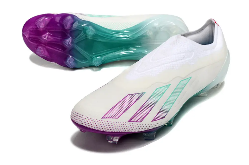 X Crazyfast Elite Laceless Blanc/Vert/Violet (FG) Bonplancrampons