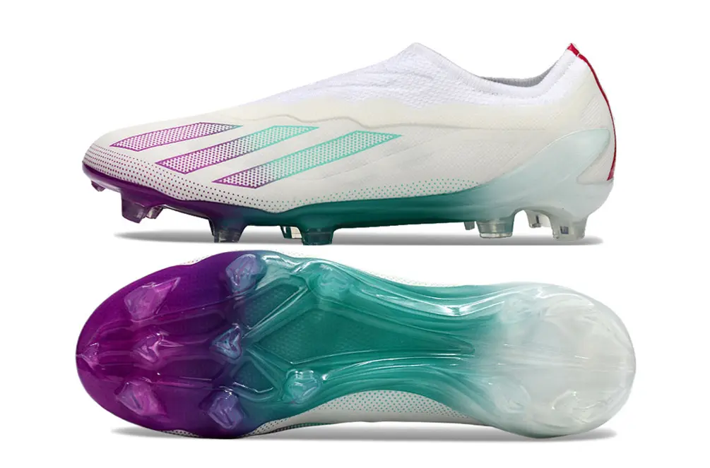 X Crazyfast Elite Laceless Blanc/Vert/Violet (FG) Bonplancrampons