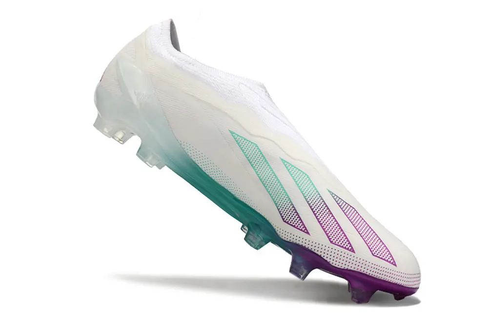 X Crazyfast Elite Laceless Blanc/Vert/Violet (FG) Bonplancrampons
