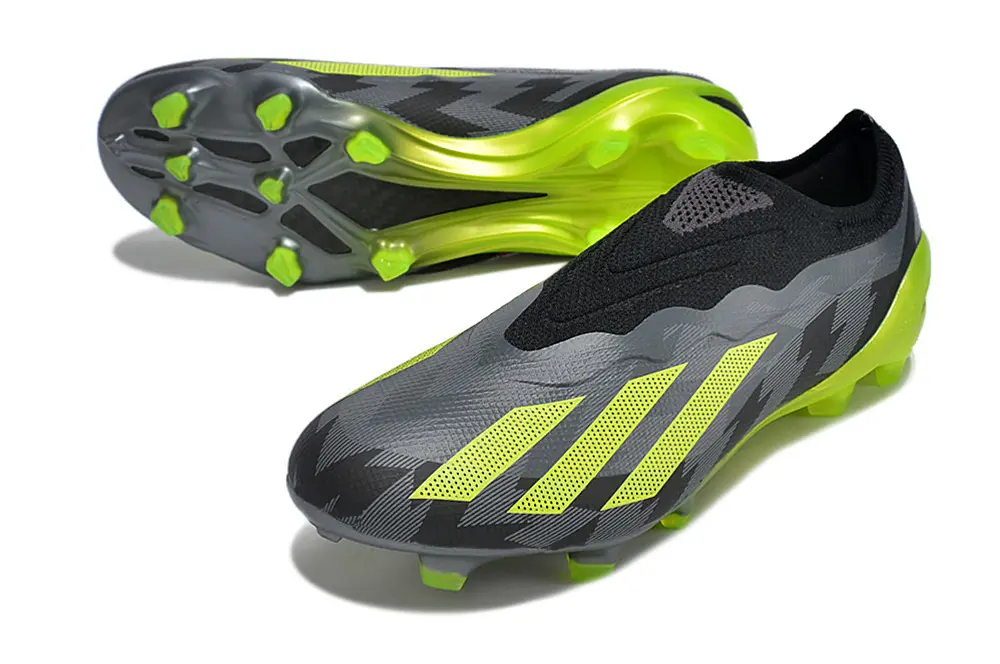 X Crazyfast Elite Laceless  Crazycharged - Black/Yellow/Grey LIMITED EDITION (FG) Bonplancrampons
