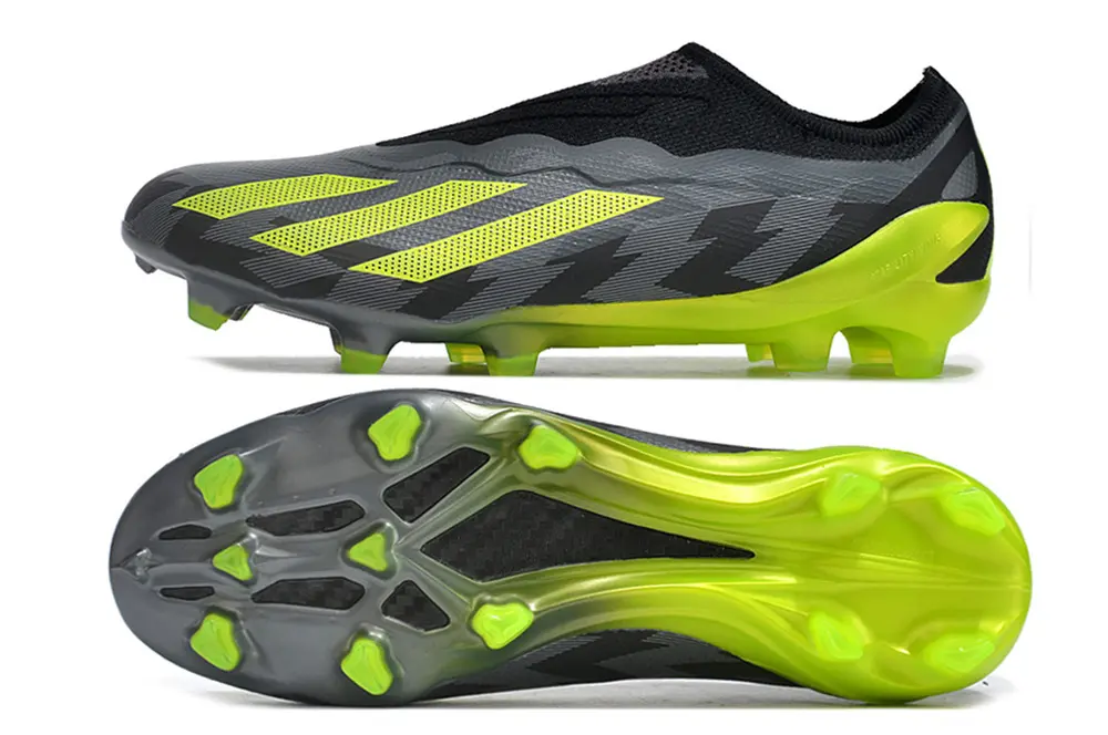 X Crazyfast Elite Laceless  Crazycharged - Black/Yellow/Grey LIMITED EDITION (FG) Bonplancrampons