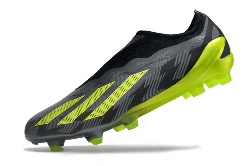 X Crazyfast Elite Laceless  Crazycharged - Black/Yellow/Grey LIMITED EDITION (FG) Bonplancrampons