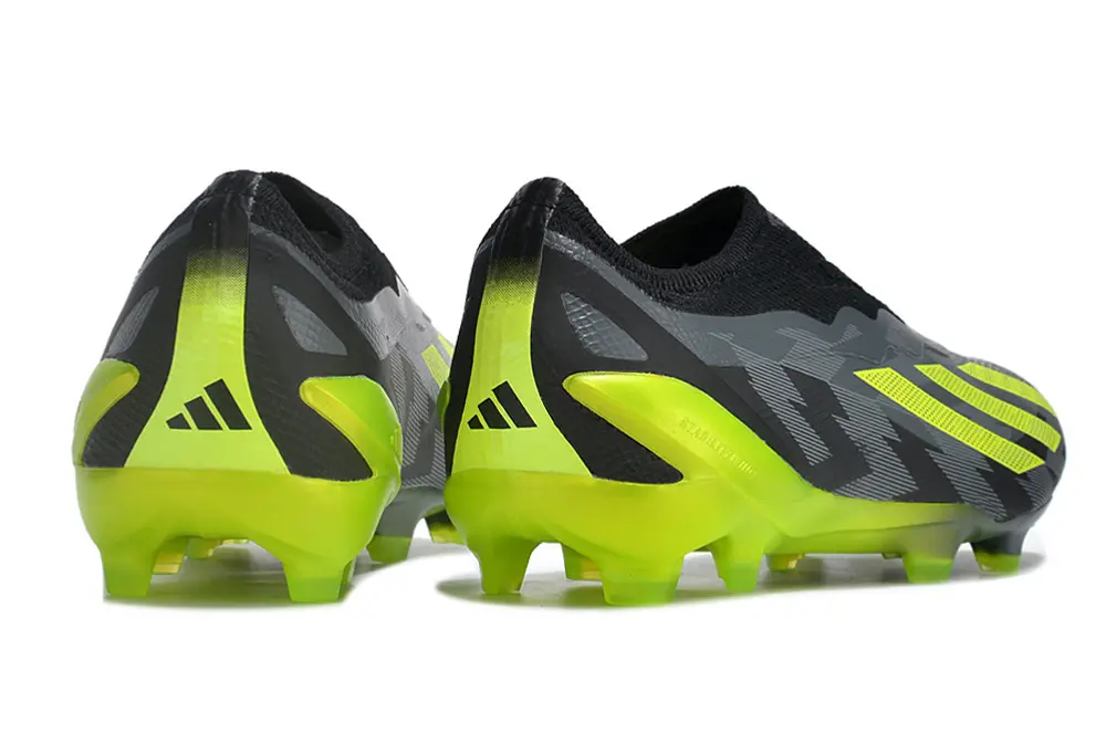X Crazyfast Elite Laceless  Crazycharged - Black/Yellow/Grey LIMITED EDITION (FG) Bonplancrampons