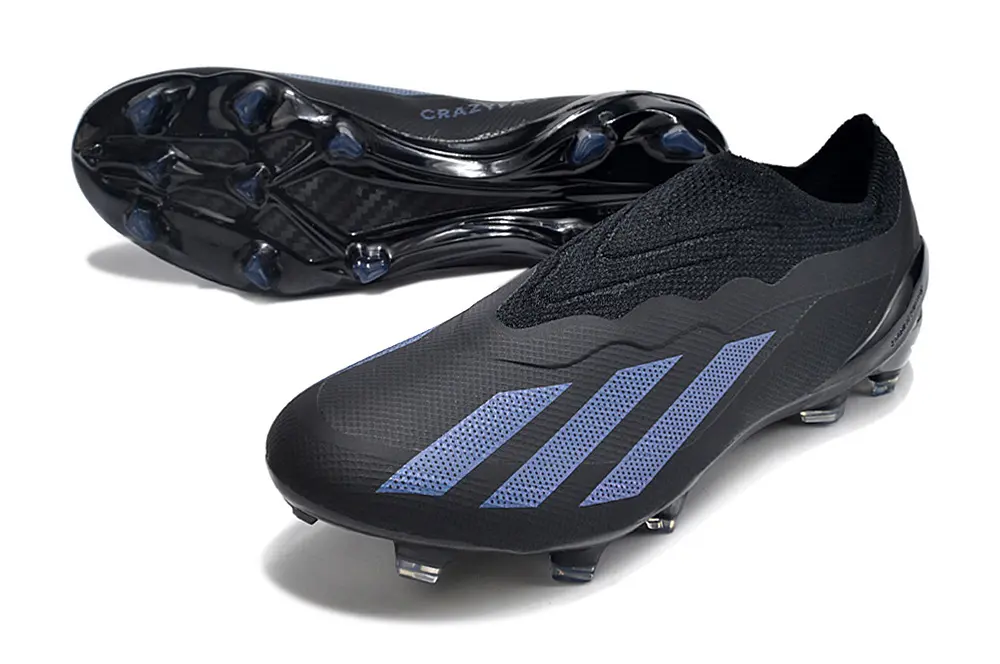 X Crazyfast Elite Laceless Noir/Bleu (FG) Bonplancrampons