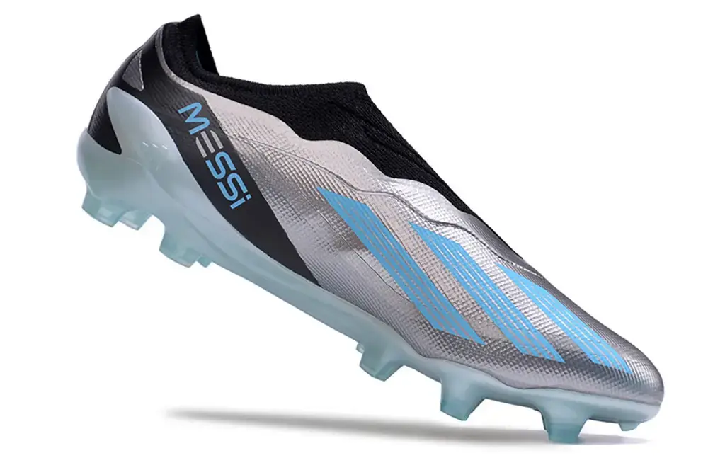 X Crazyfast Elite Laceless x Messi Argenté/Bleu/Noir (FG) Bonplancrampons