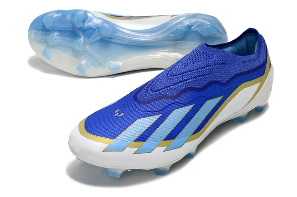 X Crazyfast Elite Laceless x Messi Bleu/Blanc/Doré (FG) Bonplancrampons