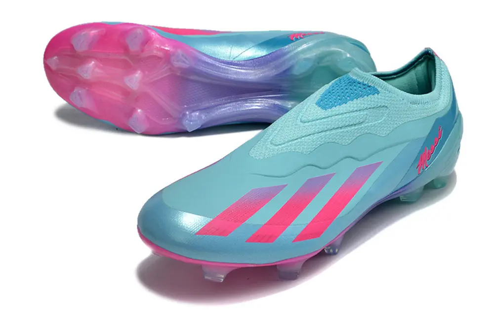 X Crazyfast Elite Laceless x Messi Bleu Claire/Rose (FG) Bonplancrampons