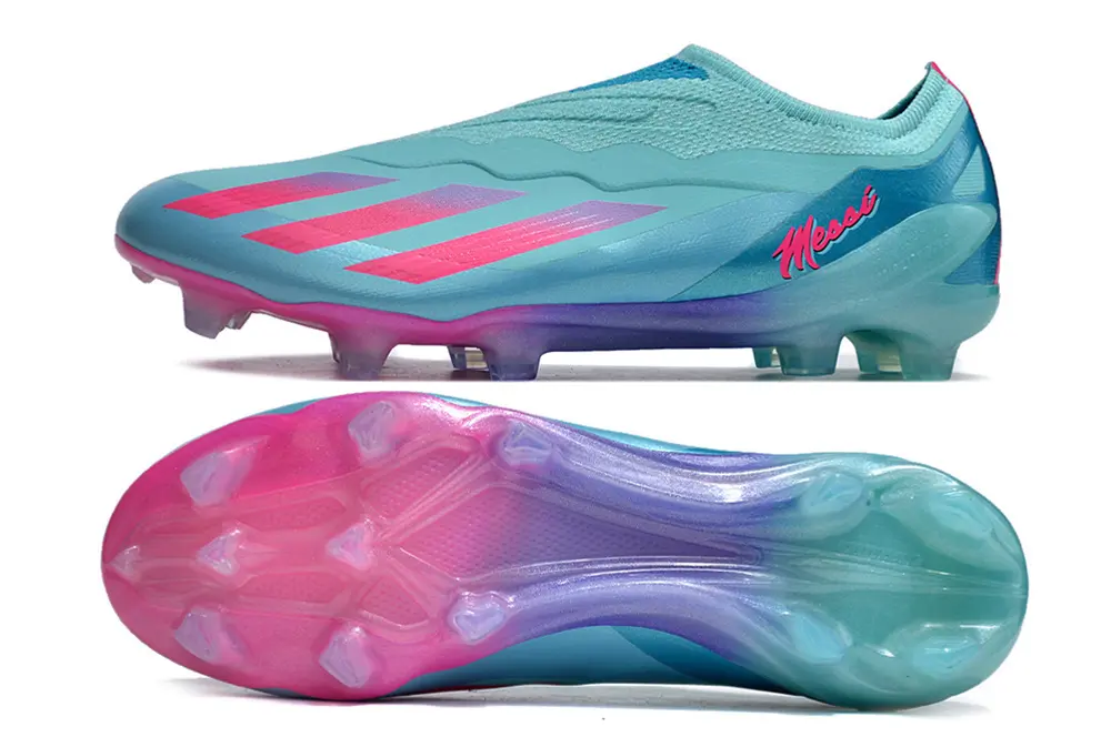 X Crazyfast Elite Laceless x Messi Bleu Claire/Rose (FG) Bonplancrampons