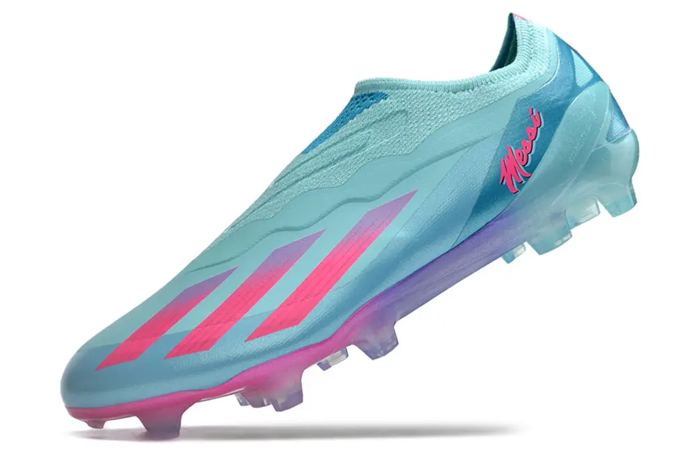 X Crazyfast Elite Laceless x Messi Bleu Claire/Rose (FG) Bonplancrampons