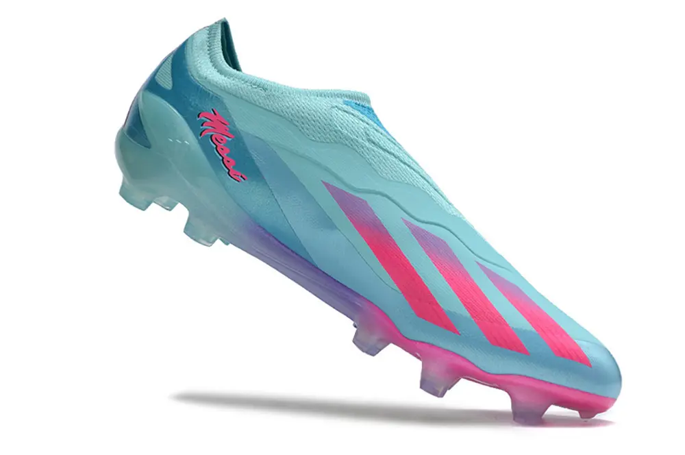 X Crazyfast Elite Laceless x Messi Bleu Claire/Rose (FG) Bonplancrampons