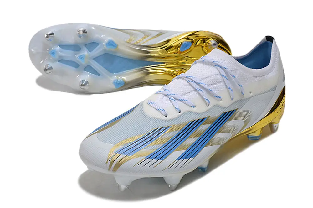 X Crazyfast Elite x Messi Blanc/Bleu/Doré (SG) Bonplancrampons