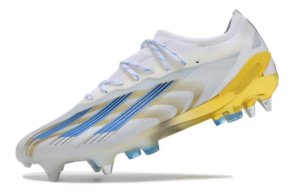 X Crazyfast Elite x Messi Blanc/Bleu/Doré (SG) Bonplancrampons