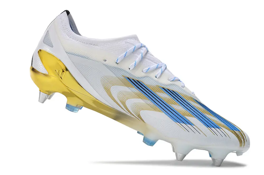 X Crazyfast Elite x Messi Blanc/Bleu/Doré (SG) Bonplancrampons