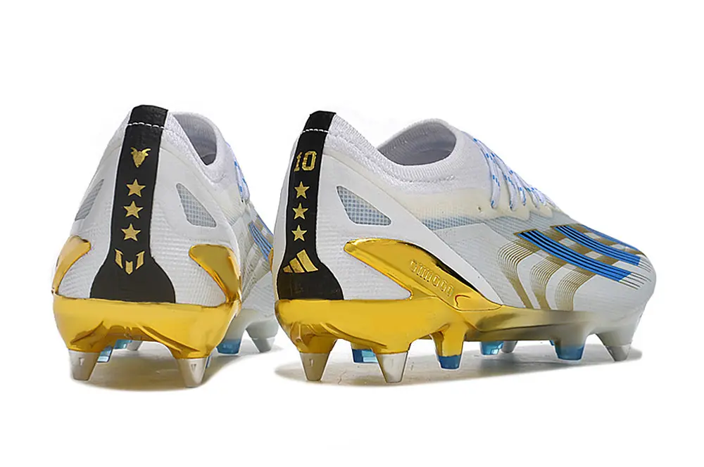 X Crazyfast Elite x Messi Blanc/Bleu/Doré (SG) Bonplancrampons