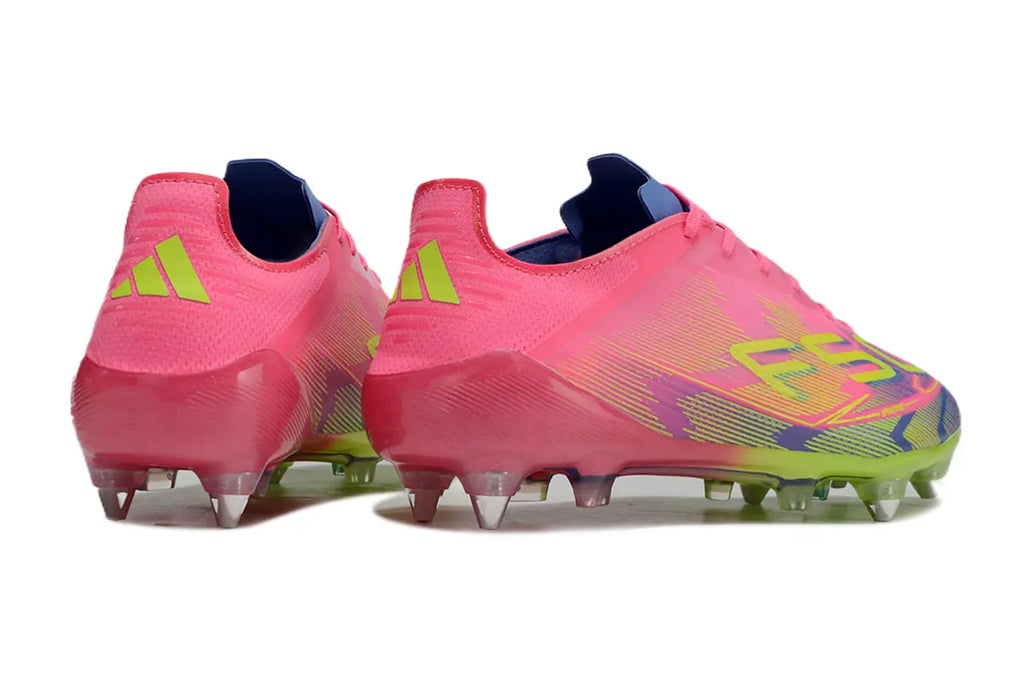 F50 Elite Terrain Gras  Bleu/Rose/Jaune (SG) Bonplancrampons