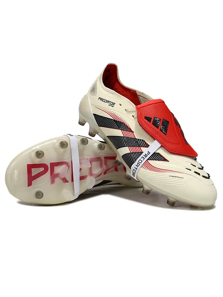 Predator Elite Tongue Blanc Cassé/Noir/Rubis Pur (AG) Bonplancrampons