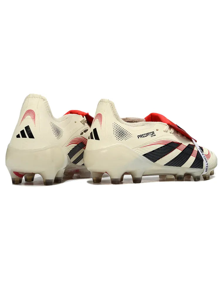 Predator Elite Tongue Blanc Cassé/Noir/Rubis Pur (AG) Bonplancrampons