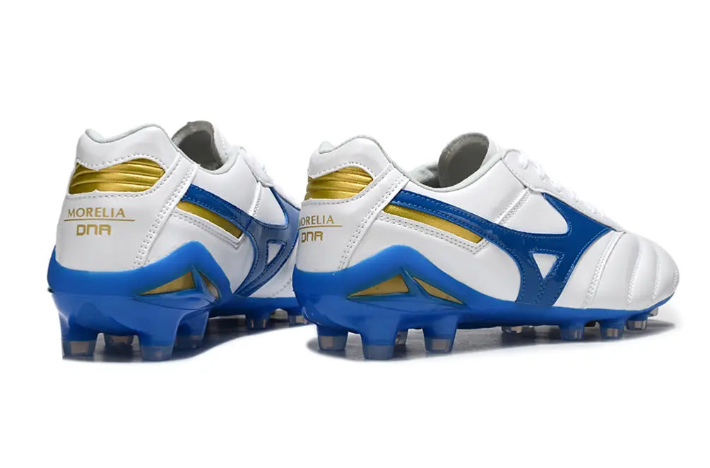 Morelia Neo IV Beta Elite Blanc/Bleu/Doré FG/AG Bonplancrampons