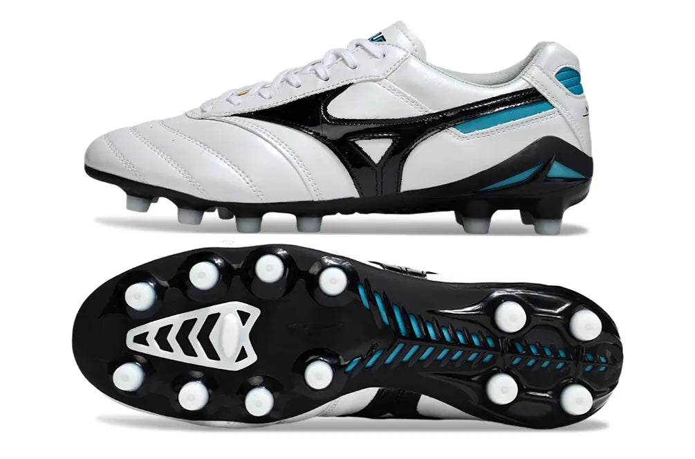 Morelia Neo IV Beta Elite Blanc/Noir/Bleu FG/AG Bonplancrampons
