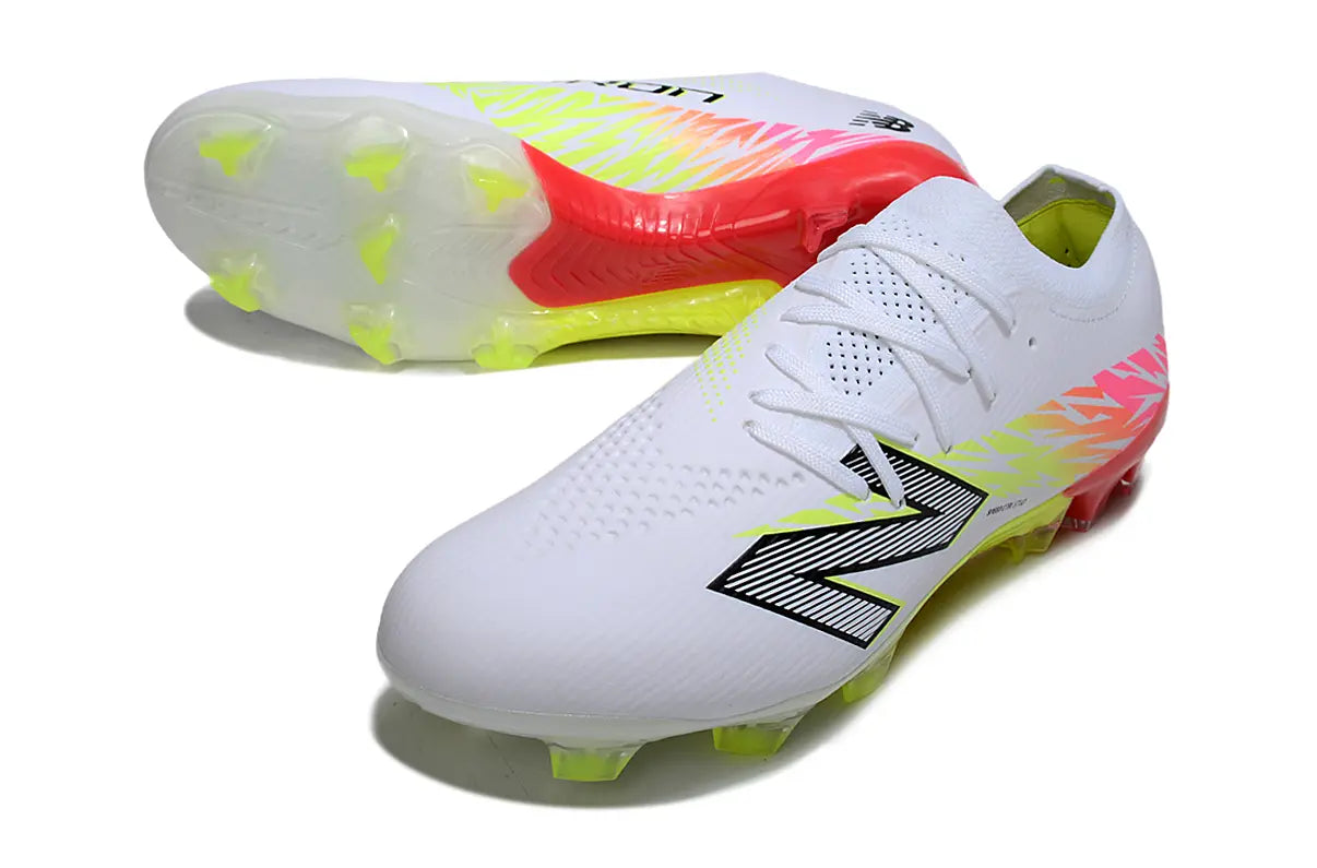 New Balance FURON TEAM V8 Elite Blanc/Rouge/Jaune (FG) Bonplancrampons