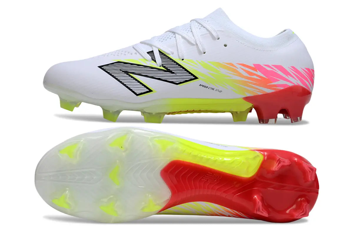 New Balance FURON TEAM V8 Elite Blanc/Rouge/Jaune (FG) Bonplancrampons