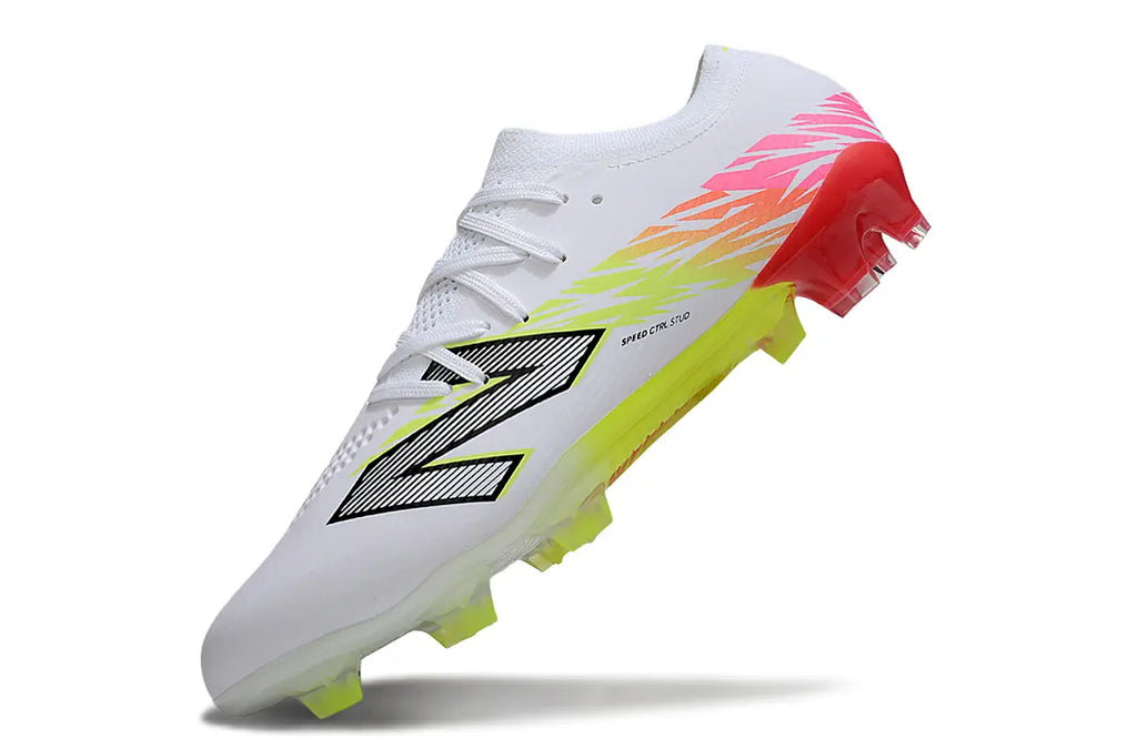 New Balance FURON TEAM V8 Elite Blanc/Rouge/Jaune (FG) Bonplancrampons