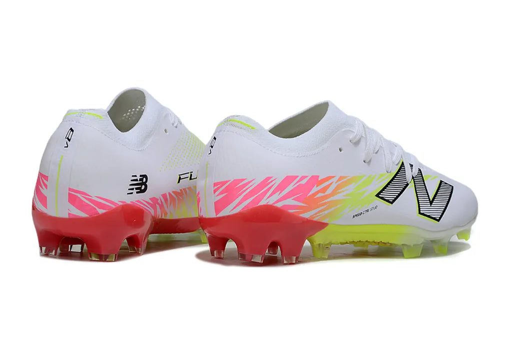 New Balance FURON TEAM V8 Elite Blanc/Rouge/Jaune (FG) Bonplancrampons